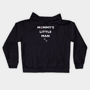 Mommy's little man text with doodle paw prints Kids Hoodie